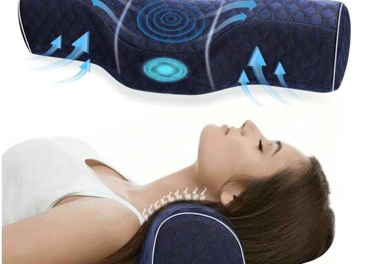 Neck Support Pillow Medium Soft Blue Washable Sleep Relief