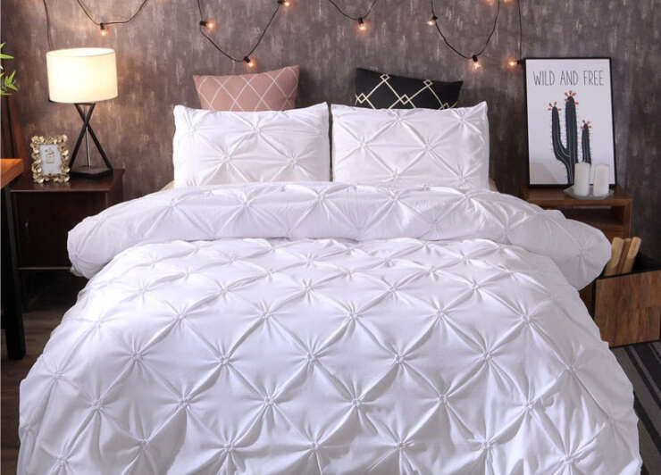 White Duvet Cover Set Pinch Pleat 2/3pcs Twin/Queen/King Size Bedclothes Bedding Sets Luxury Home Hote