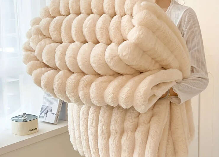 Light luxury Solid Color Multifunctional Rabbit Velvet Blanket