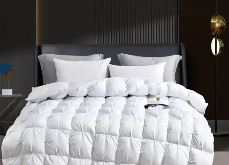 High Grade 100% White Goose Down Quilt Winter Warm Feather Duvet Queen King Cozy Lightweight 3D Bread Comforter Pinch Pleated